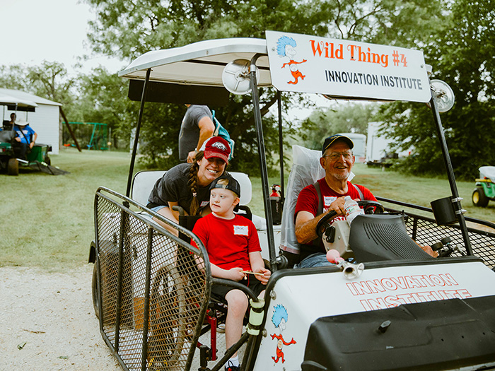 Family ride in cart