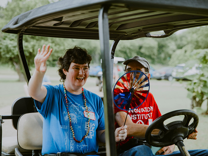 People on cart
