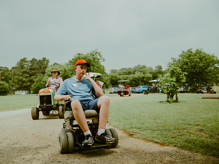 Teen boy in wheelchair