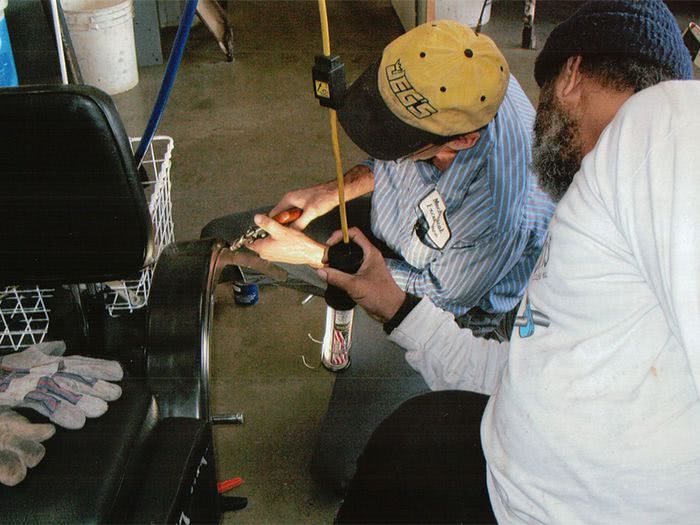 Harrold and Wandus open up the fender to accommodate off-road tires.